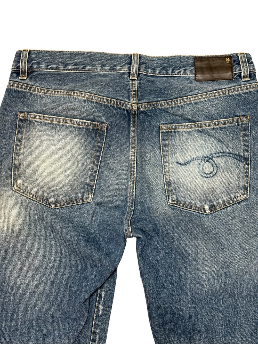 R13 Boyfriend jeans 30 Kyle indigo distressed Made in Italy luxury denim